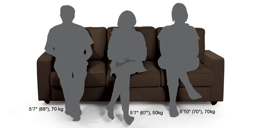 Fleming Fabric Sofa 3Seater Dark Brown